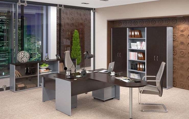 Офисный комплект мебели IMAGO три стола, 2 шкафа, стеллаж, тумба в Чите - изображение 3